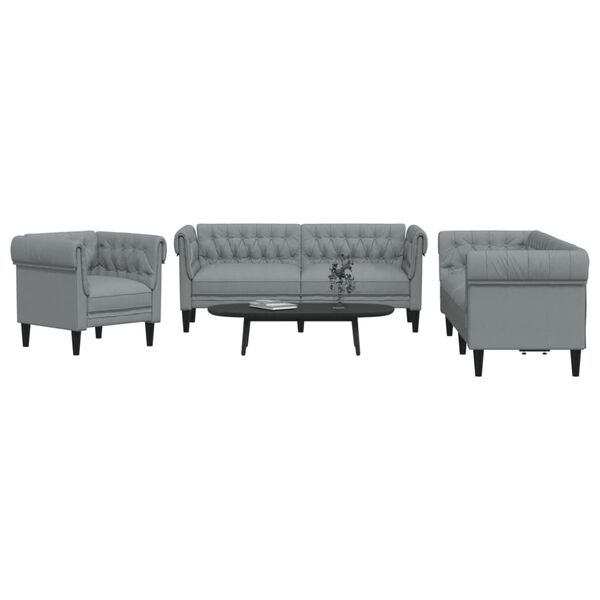 vidaXL Ensemble de canap&eacute;s 3 pcs gris clair tissu