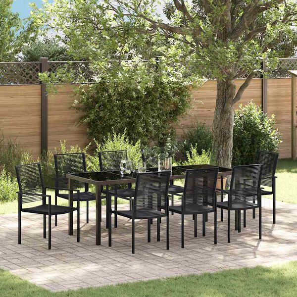 vidaXL Ensemble de salle &agrave; manger pour jardin 9 pcs Noir