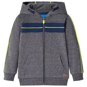 Sweat-shirt &agrave; capuche fermeture &eacute;clair enfants gris m&eacute;lang&eacute; 92