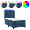 vidaXL Sommier &agrave; lattes de lit matelas LED Bleu fonc&eacute; 90x190cm Velours