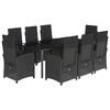 vidaXL Ensemble &agrave; manger de jardin 9pcs coussins noir r&eacute;sine tress&eacute;e