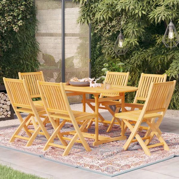 vidaXL Ensemble &agrave; manger de jardin 7 pcs Bois de teck massif