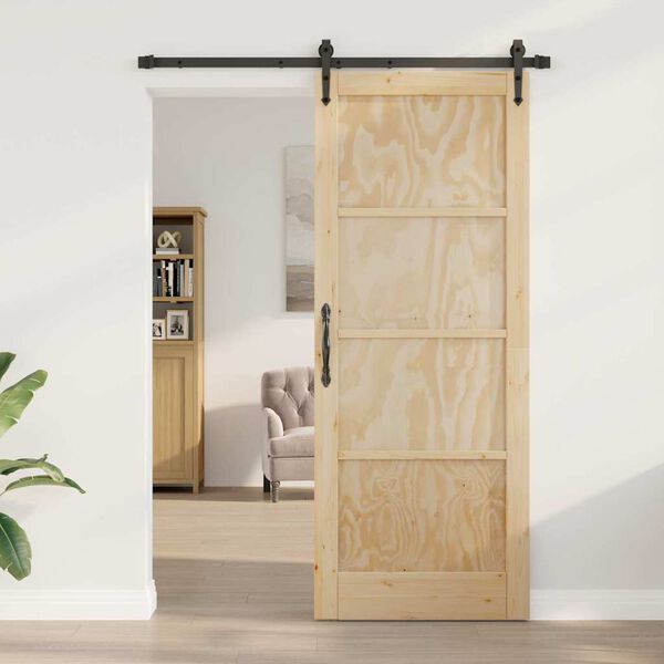 vidaXL Porte coulissante ORKDAL Marron 83 x 211 cm Bois de pin massif