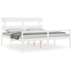 vidaXL Lit pour personne &acirc;g&eacute;e sans matelas blanc 200x200cm bois massif