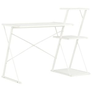 vidaXL Bureau avec &eacute;tag&egrave;re Blanc 116x50x93 cm