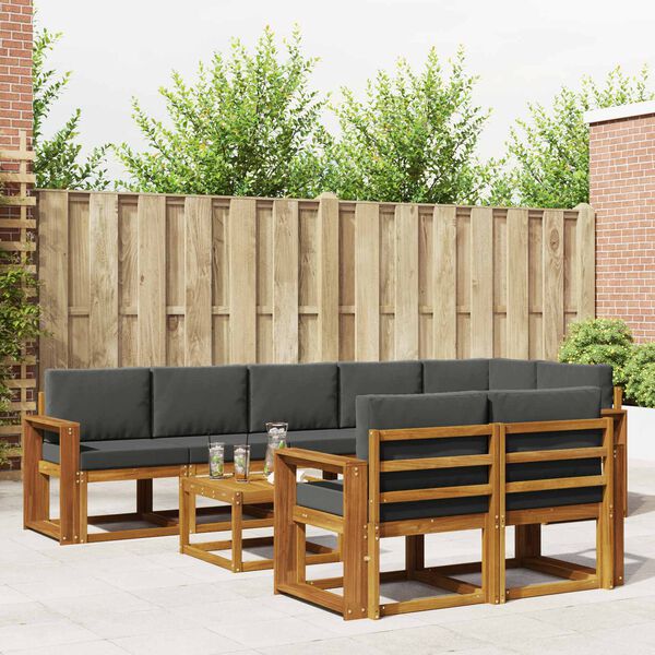 vidaXL Ensemble de canap&eacute;s d'ext&eacute;rieur 9 pcs Naturel et Anthracite