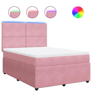 vidaXL Sommier &agrave; lattes de lit avec matelas Rose 160x200 cm Velours
