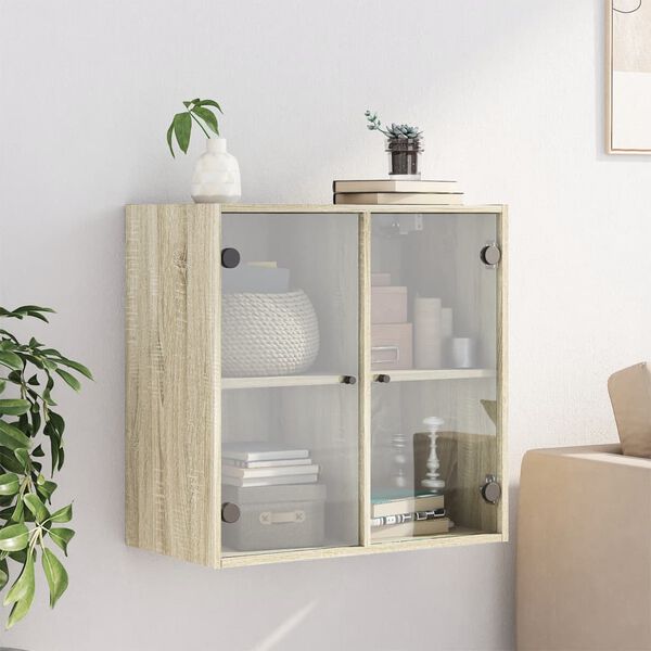 vidaXL Armoire murale avec portes en verre ch&ecirc;ne sonoma 68x37x68,5 cm