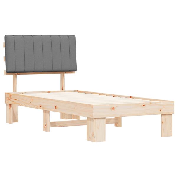 vidaXL Cadre de lit avec t&ecirc;te de lit rembourr&eacute;e Gris clair 90 x 190 cm