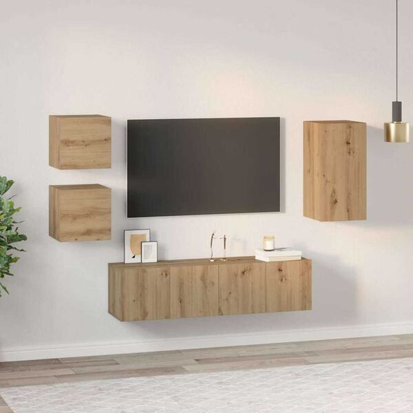vidaXL Ensemble de meubles TV 5 pcs ch&ecirc;ne artisanal 30.5 x 30 x 60 cm