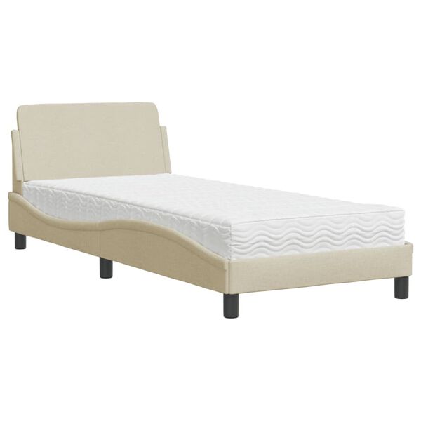 vidaXL Lit avec matelas Dover cr&egrave;me 80x200 cm tissu