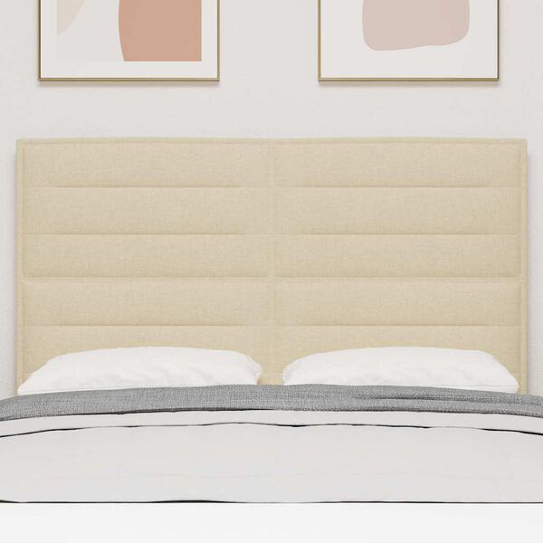 vidaXL T&ecirc;te de lit LED avec bandes LED Cr&egrave;me 144 cm tissu