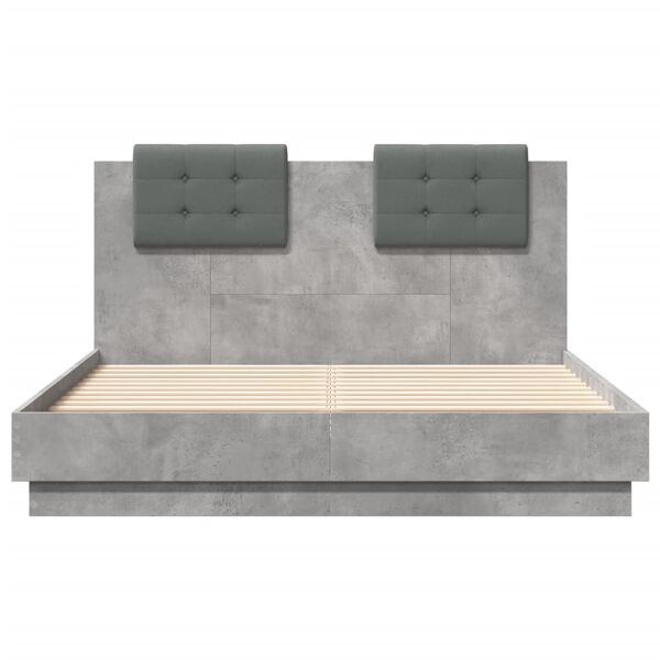 vidaXL Cadre de lit sans matelas gris b&eacute;ton 120x190 cm
