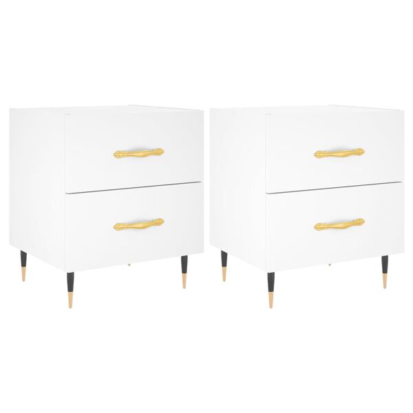 vidaXL Tables de chevet 2 pcs blanc 40x35x47,5 cm bois d&rsquo;ing&eacute;nierie