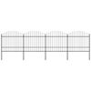 vidaXL Cl&ocirc;ture de jardin avec dessus en forme de lance en acier 714,5 x 175 cm Noir