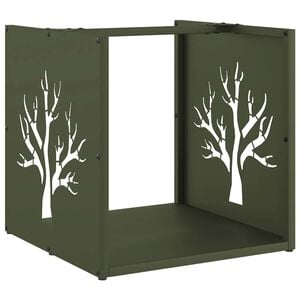 vidaXL Portant de bois chauffage vert olive 40x40x40 cm