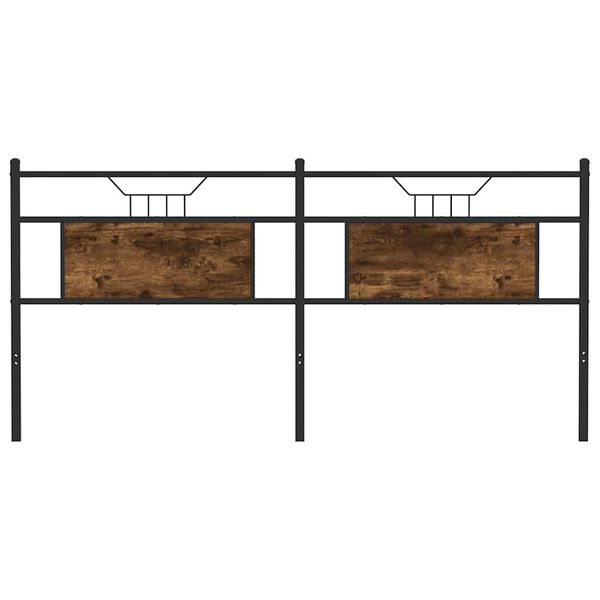 vidaXL T&ecirc;te de lit de remplacement ch&ecirc;ne fum&eacute; 180 cm bois d'ing&eacute;nierie et acier