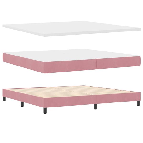 vidaXL Lit &agrave; ressorts avec matelas Rose 200 x 200 cm Velours