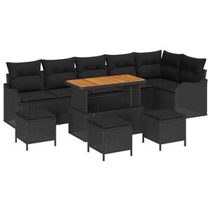 vidaXL Ensemble de canap&eacute; de jardin 10 pi&egrave;ces 9-Nombre de places Noir
