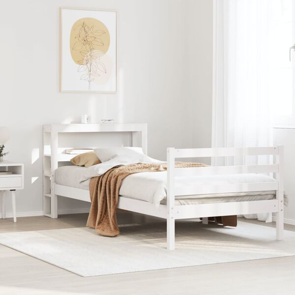 vidaXL Cadre de lit sans matelas blanc 90x190 cm bois de pin massif