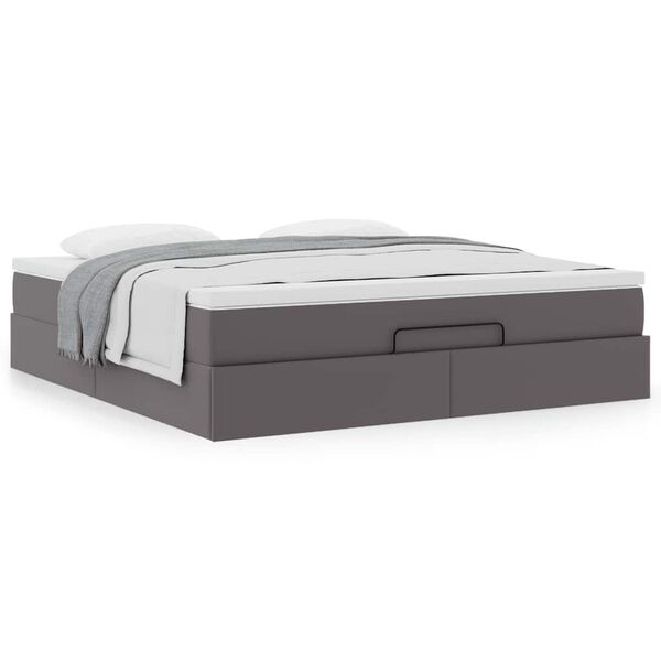 vidaXL Cadre de lit ottoman avec matelas gris 180x200 cm similicuir