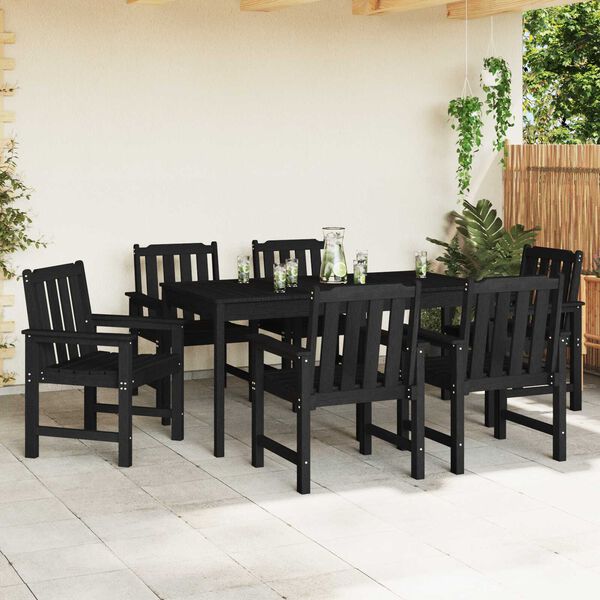 vidaXL Chaise de jardin 6 pcs Noir 65,5 x 59 x 88 cm Poly&eacute;thyl&egrave;ne