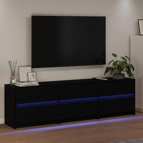 vidaXL Unites TV 2 pcs Ch&ecirc;ne noir 180 x 34 x 50 cm Bois d'ing&eacute;nierie