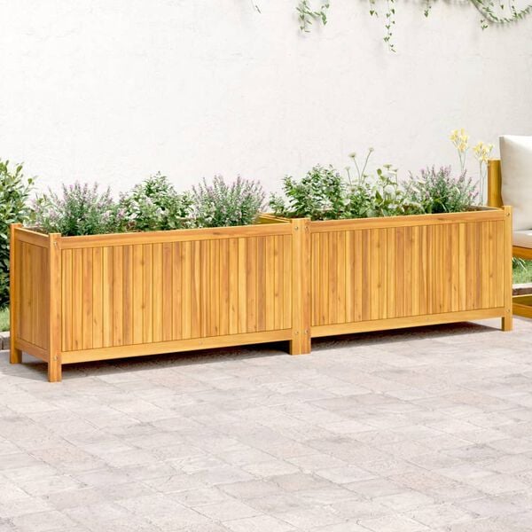 vidaXL Jardini&egrave;re avec doublure 199x38,5x50 cm bois massif d'acacia