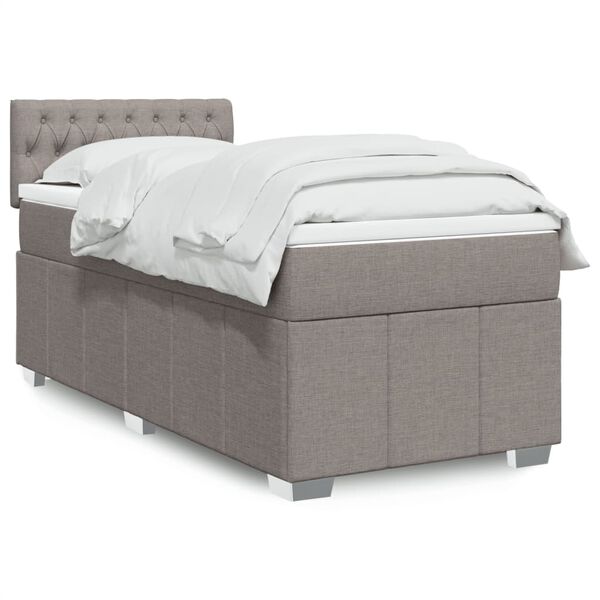 vidaXL Sommier &agrave; lattes de lit avec matelas Taupe 80x200 cm Tissu