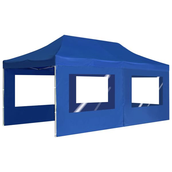vidaXL Tente de r&eacute;ception pliable avec parois Aluminium 6 x 3 m Bleu