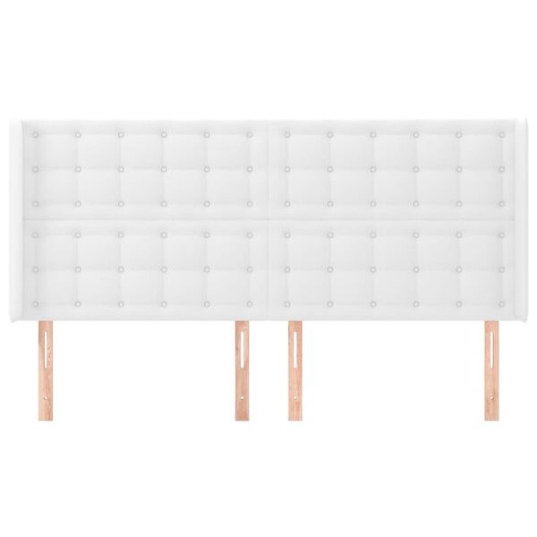 vidaXL Tête de lit avec oreilles Blanc 203x16x118/128 cm Similicuir