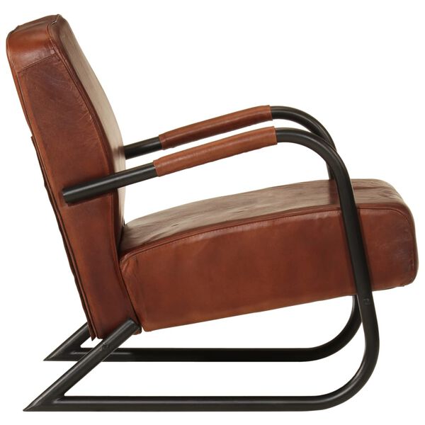 vidaXL Fauteuil marron cuir véritable
