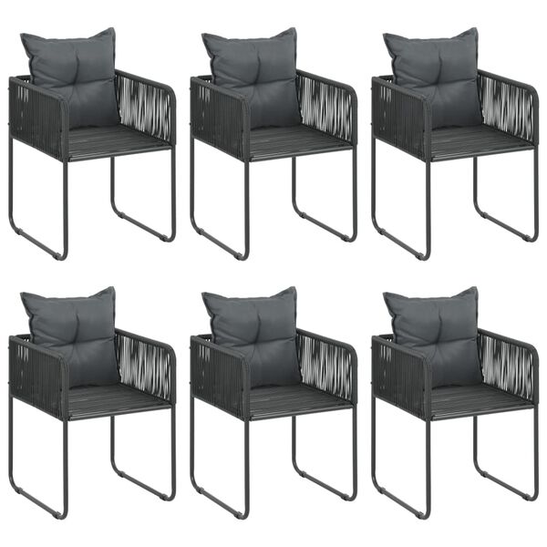 vidaXL Ensemble à manger de jardin 7 pcs PVC résine tressée noir