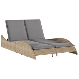 vidaXL Chaise longue avec coussins beige 114x205x73 cm r&eacute;sine tress&eacute;e