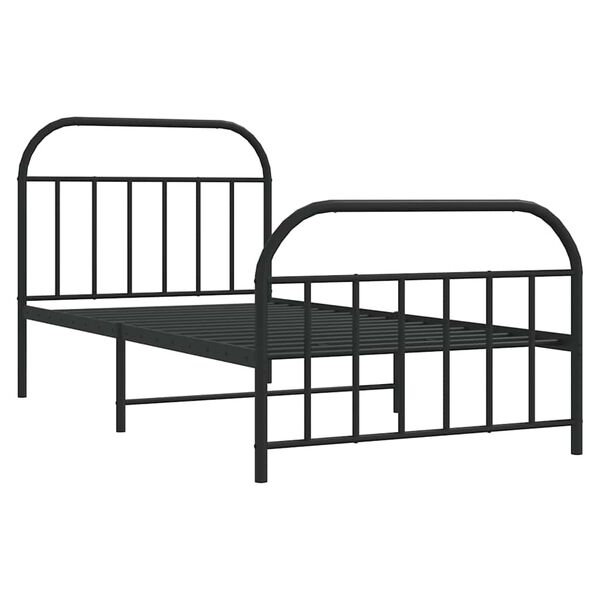 vidaXL Cadre de lit m&eacute;tal sans matelas et pied de lit noir 100x200 cm