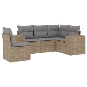 vidaXL Salon de jardin avec coussins 5 pcs beige r&eacute;sine tress&eacute;e