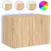 vidaXL Meuble TV mural avec lumi&egrave;res LED ch&ecirc;ne sonoma 60x35x41 cm