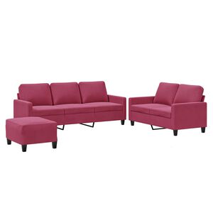 vidaXL Ensemble de canap&eacute;s 3 pcs avec coussins Rouge bordeaux Velours