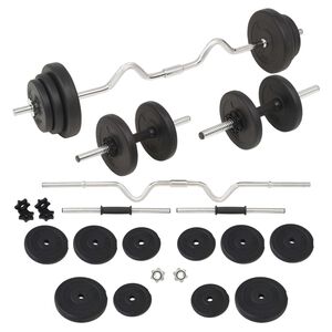 vidaXL Ensemble d'halt&egrave;res et barres d'halt&egrave;res 30 kg