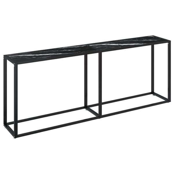 vidaXL Table console Marbre noir 200x35x75,5 cm Verre tremp&eacute;