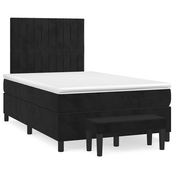 vidaXL Sommier &agrave; lattes de lit avec matelas noir 120x190 cm velours