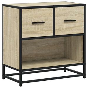 vidaXL Table de chevet ch&ecirc;ne sonoma 60x31x60 cm bois ing&eacute;nierie m&eacute;tal