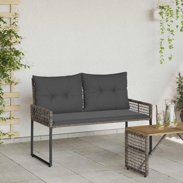 vidaXL Banc ext&eacute;rieur Gris 118 x 55 x 82 cm Rotin PE et tissu