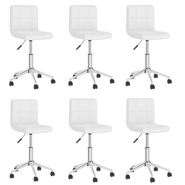 vidaXL Chaises pivotantes &agrave; manger lot de 6 blanc similicuir