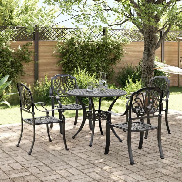 vidaXL Ensemble &agrave; manger de jardin 5 pcs noir aluminium coul&eacute;
