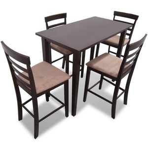 Set table et 4 chaises de bar en bois coloris marron