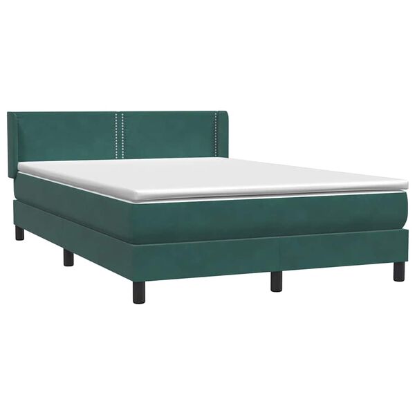 vidaXL Sommier &agrave; lattes de lit et matelas vert fonc&eacute; 140x210cm velours