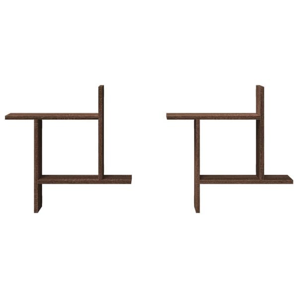 vidaXL Étagères murales 2pcs chêne marron 50x12x50cm bois d'ingénierie