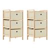 vidaXL &Eacute;tag&egrave;res de rangement avec 3 paniers en tissu 2 pcs beige c&egrave;dre