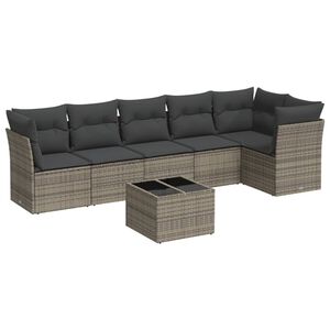 vidaXL Salon de jardin avec coussins 7 pcs gris r&eacute;sine tress&eacute;e